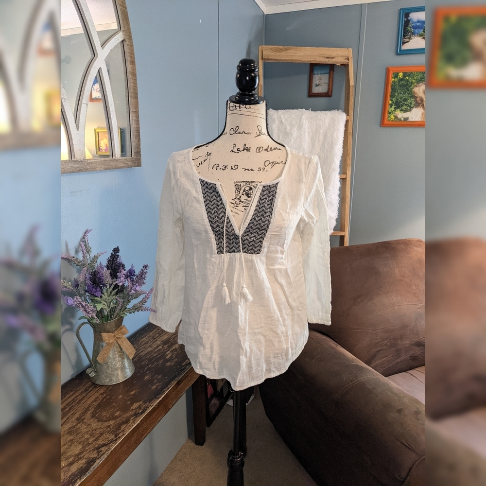 Gap White Linen Top